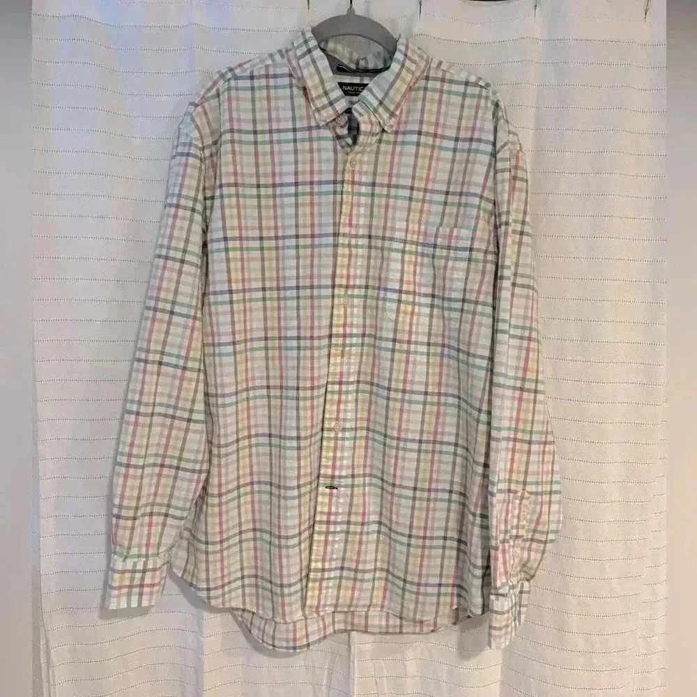 Nautica Men’s Pastel Plaid Classic Fit Button Down Shirt